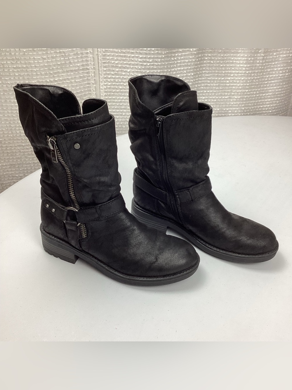 Carlos By Carlos Santana Seth Black Faux Leather Moto Boots Women’s Size 8.5 - Picture 2 of 8